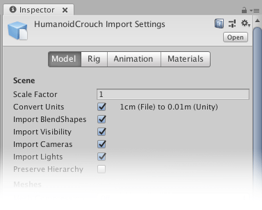 Import Settings 窗口